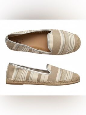 G.H. Bass | Women's Classic Espadrilles - Beige, Cream and Silver Stripes